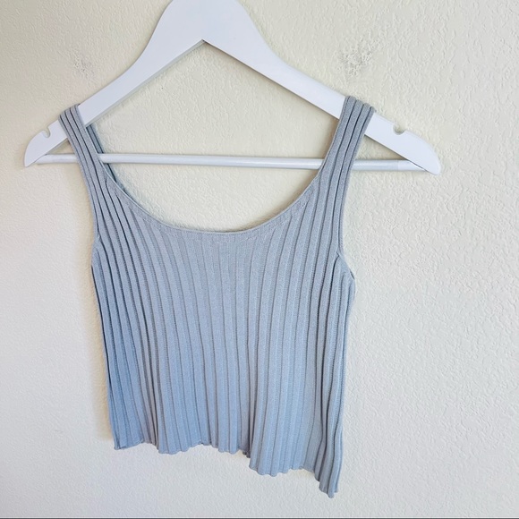Urban Outfitters Dusty Blue Knit Ribbed Crop Tank Top - Picture 5 of 6